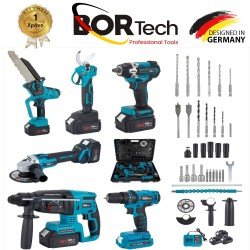 BORTECH ΣΕΤ 6 ΣΕ 1 ΚΑΣΕΤΙΝΑ ME ΜΠΟΥΛΟΝΟΚΛΕΙΔΟ,ΤΡΟΧΟΣ 125MM,ΚΡΟΥΣΤΙΚΟ ΔΡΑΠΑΝΟΚΑΤΣΑΒΙΔΟ ,ΣΚΑΠΤΙΚΟ, ΠΡΙΟΝΙ ΚΑΙ ΨΑΛΙΔΙ ΚΛΑΔΕΜΑΤΟΣ 3ΜΠΑΤΑΡΙΕΣ 36V 6AH